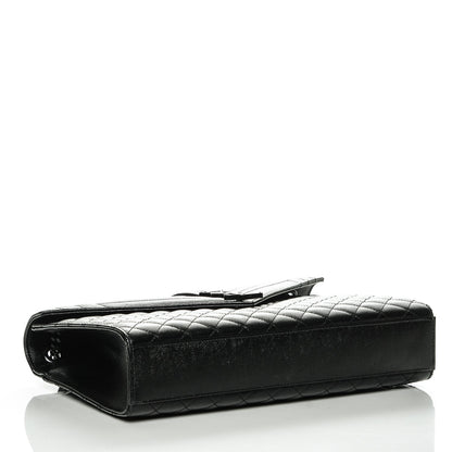Saint Laurent Grain De Poudre Textured Mixed Matelasse Large Triquilt Monogram Monochrome Satchel Black 4 of 7