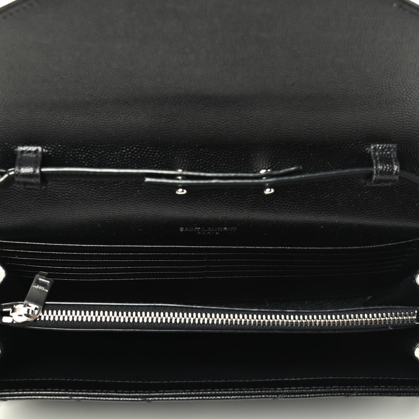 Grain De Poudre Matelasse Chevron Monogram Chain Wallet Black