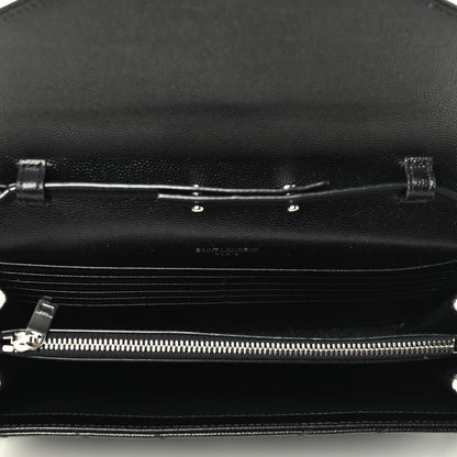 Saint Laurent Grain De Poudre Matelasse Chevron Monogram Chain Wallet Black 3 of 3