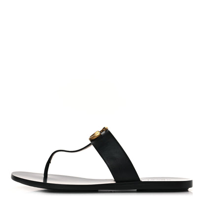 Gucci Calfskin GG Marmont Thong Sandals 37 Black 1 of 7