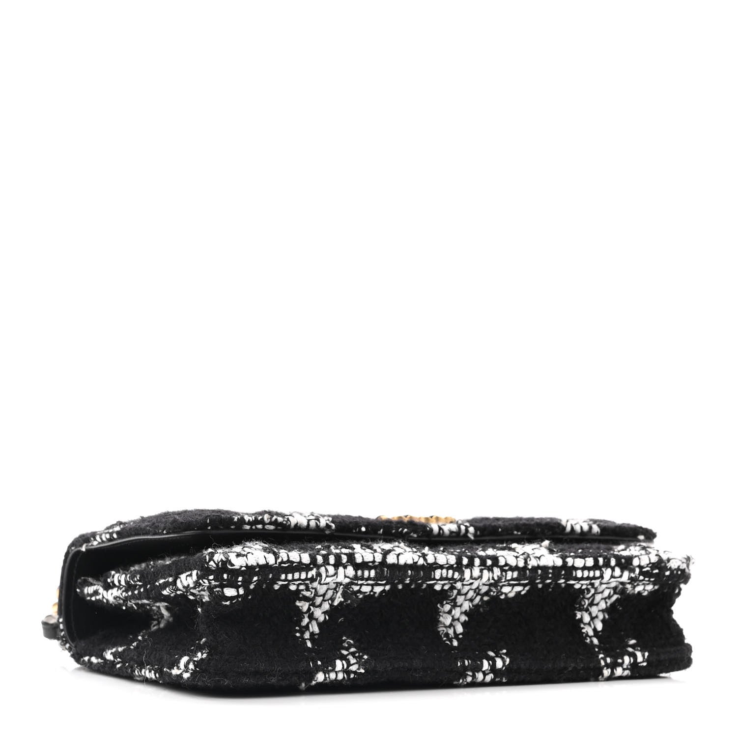 Chanel Tweed Quilted Chanel 19 Wallet On Chain WOC Black White 4 of 12