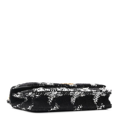 Chanel Tweed Quilted Chanel 19 Wallet On Chain WOC Black White 4 of 12