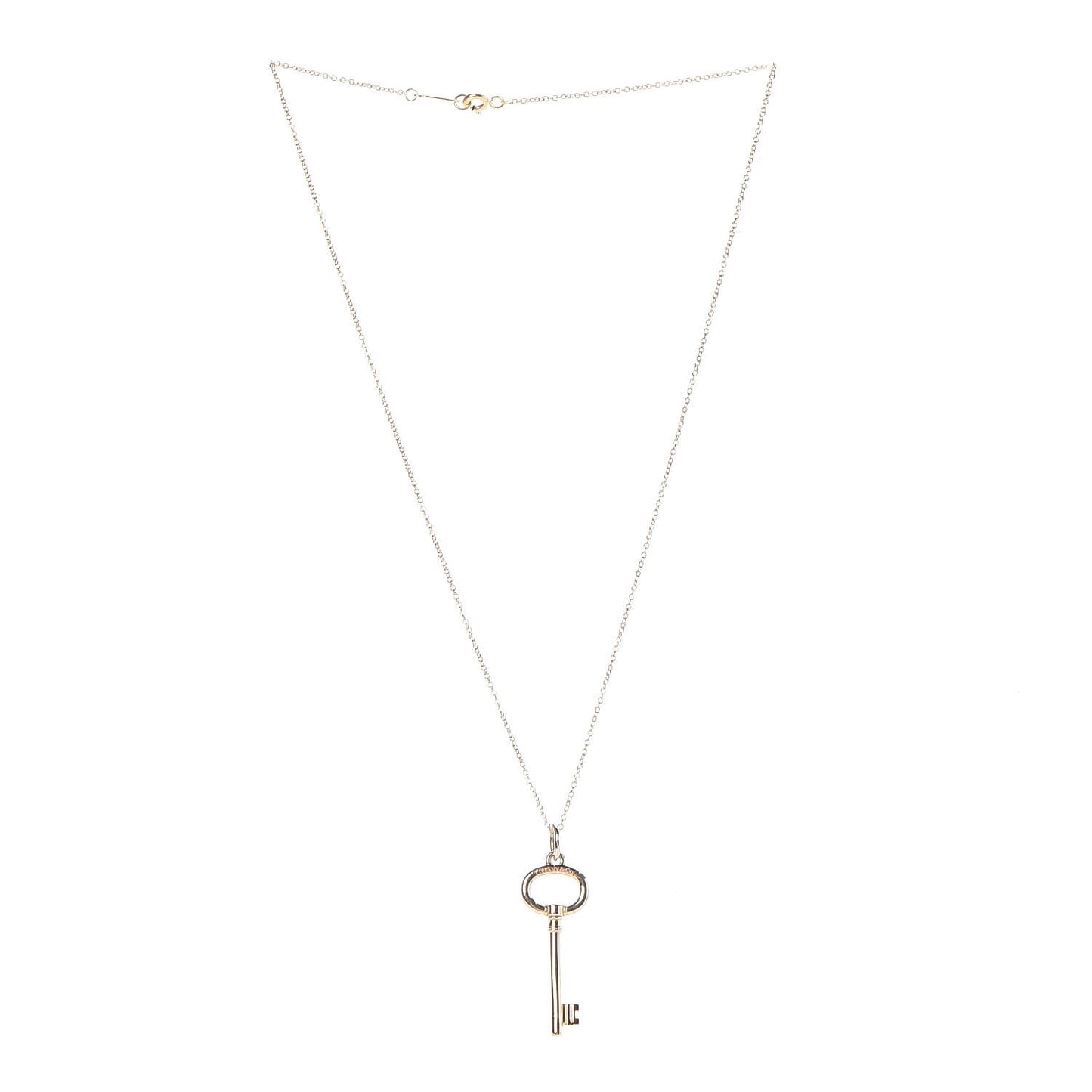 18K Rose Gold Small Oval Key Pendant Necklace