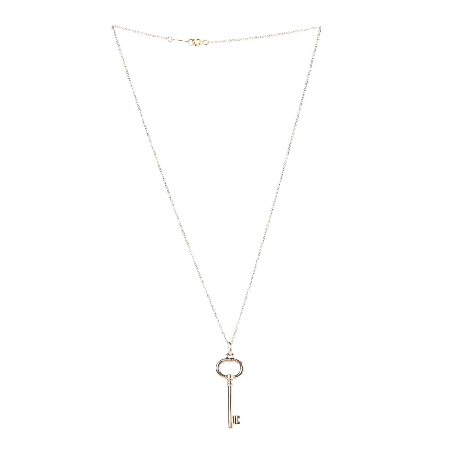 Tiffany 18K Rose Gold Small Oval Key Pendant Necklace 3 of 8