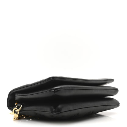 Louis Vuitton Lambskin Embossed Monogram Pochette Coussin Black 4 of 9