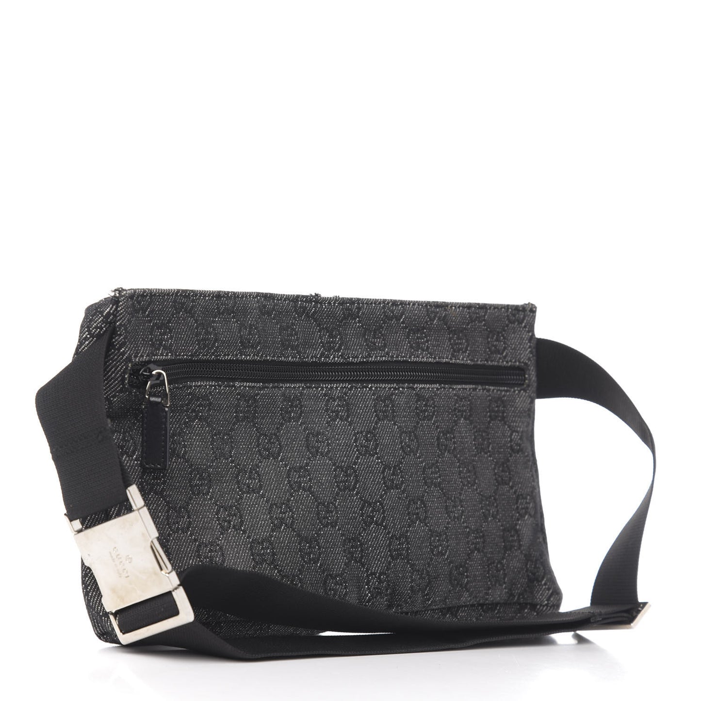 Denim Monogram Double Pocket Belt Bag Black