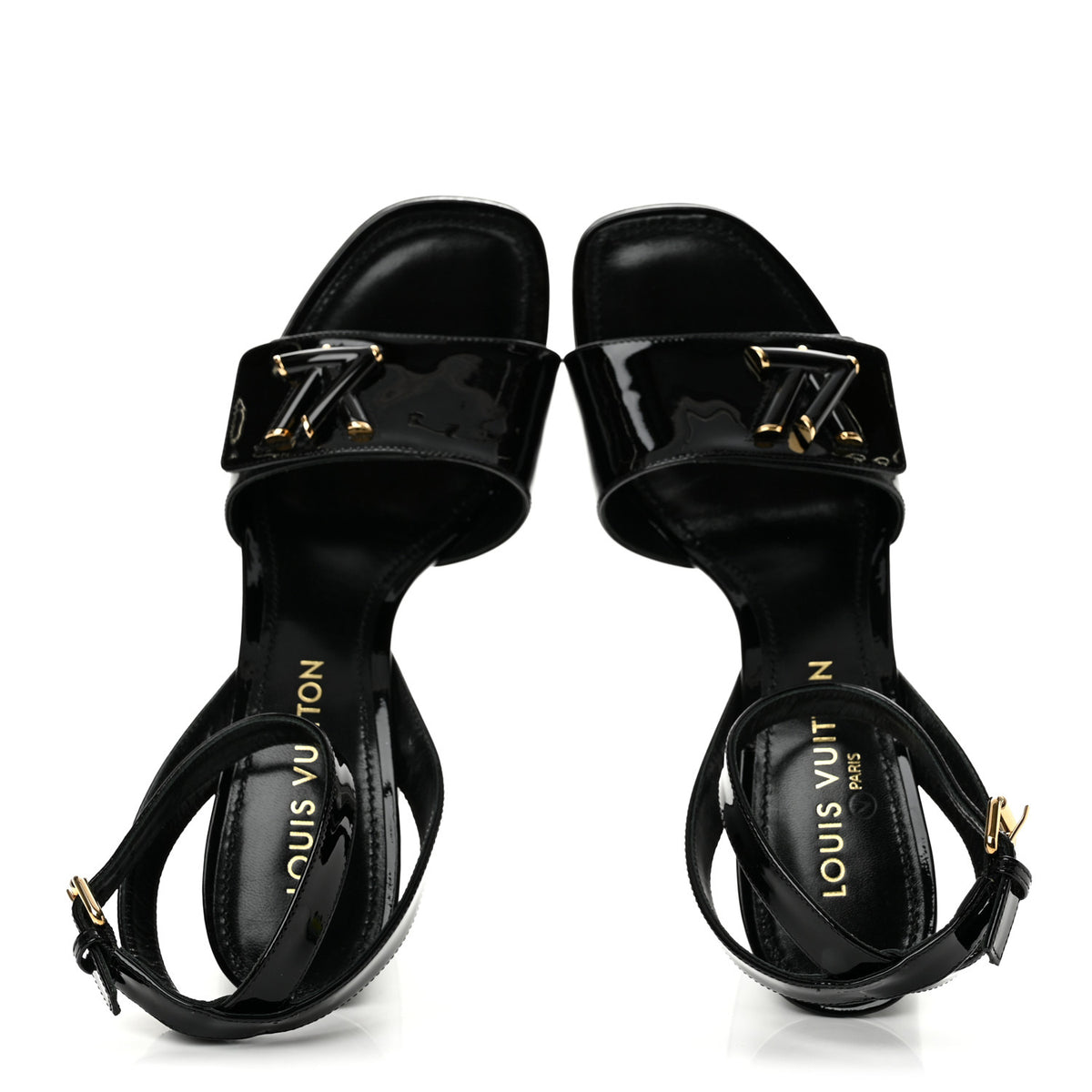 Patent Calfskin Shake Sandals 39 Black