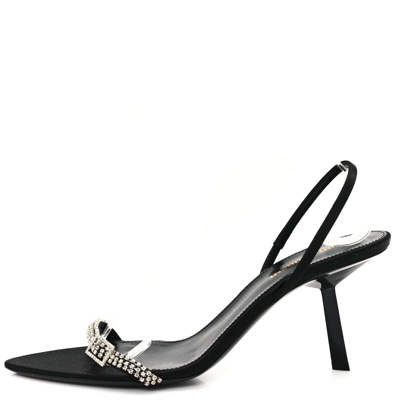 Crepe Satin Rendez Vous Slingback Sandals  38 Black