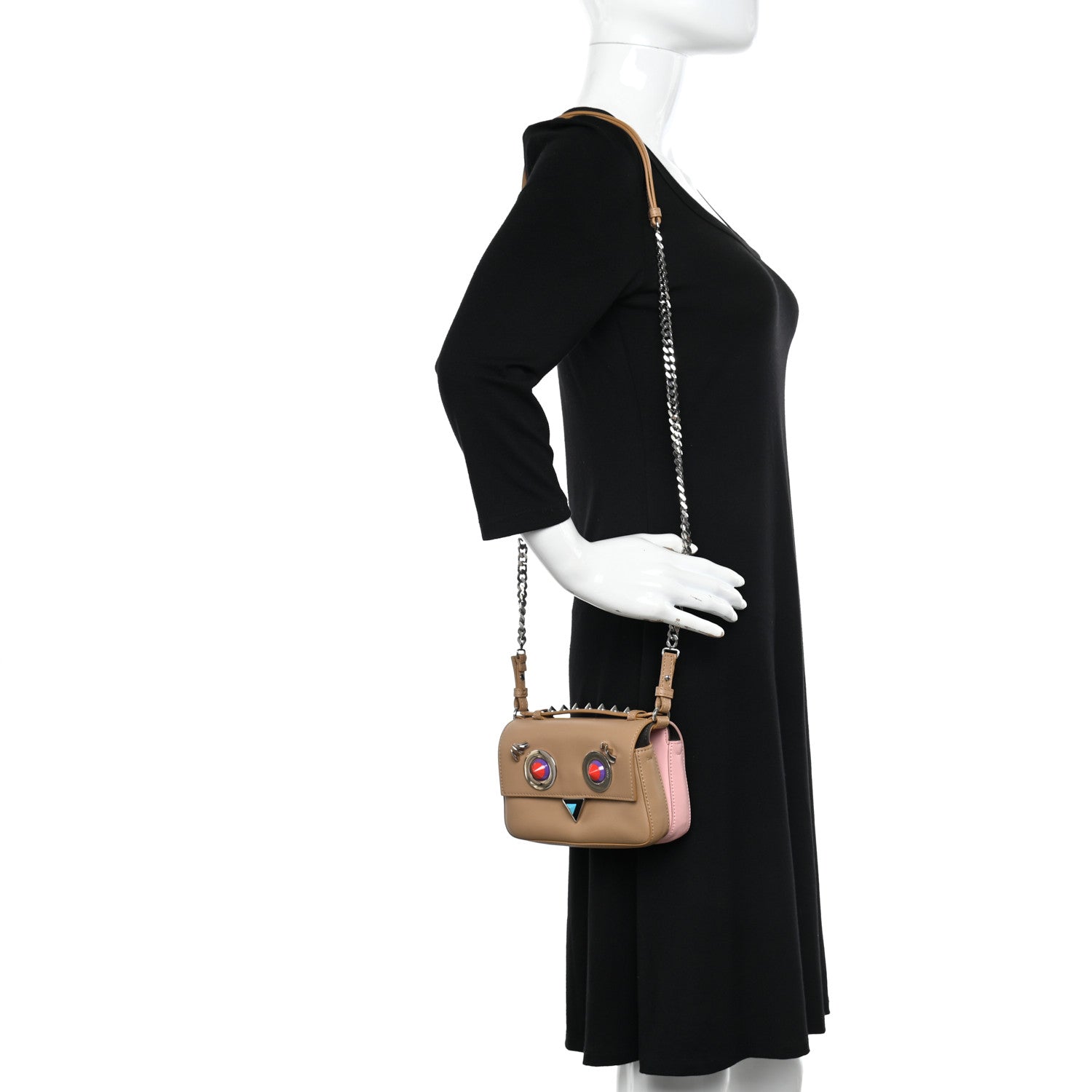 Fendi Vitello Dolce Hypnoteyes Micro Double Baguette Cuoio Bubblegum Multicolor 2 of 14