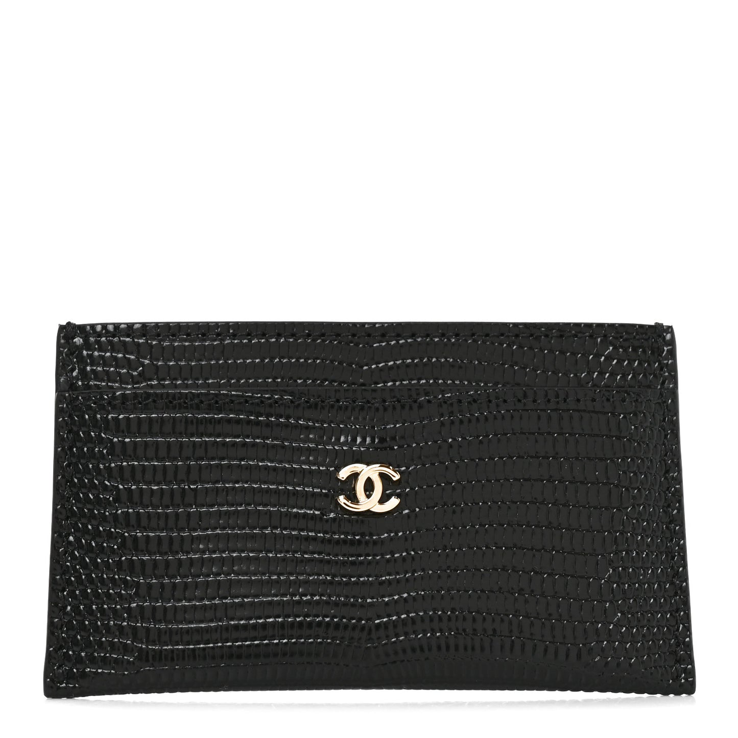 Calfskin Lizard Embossed Card Holder Black