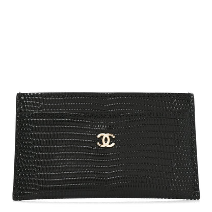 Chanel Calfskin Lizard Embossed Card Holder Black 2 of 16