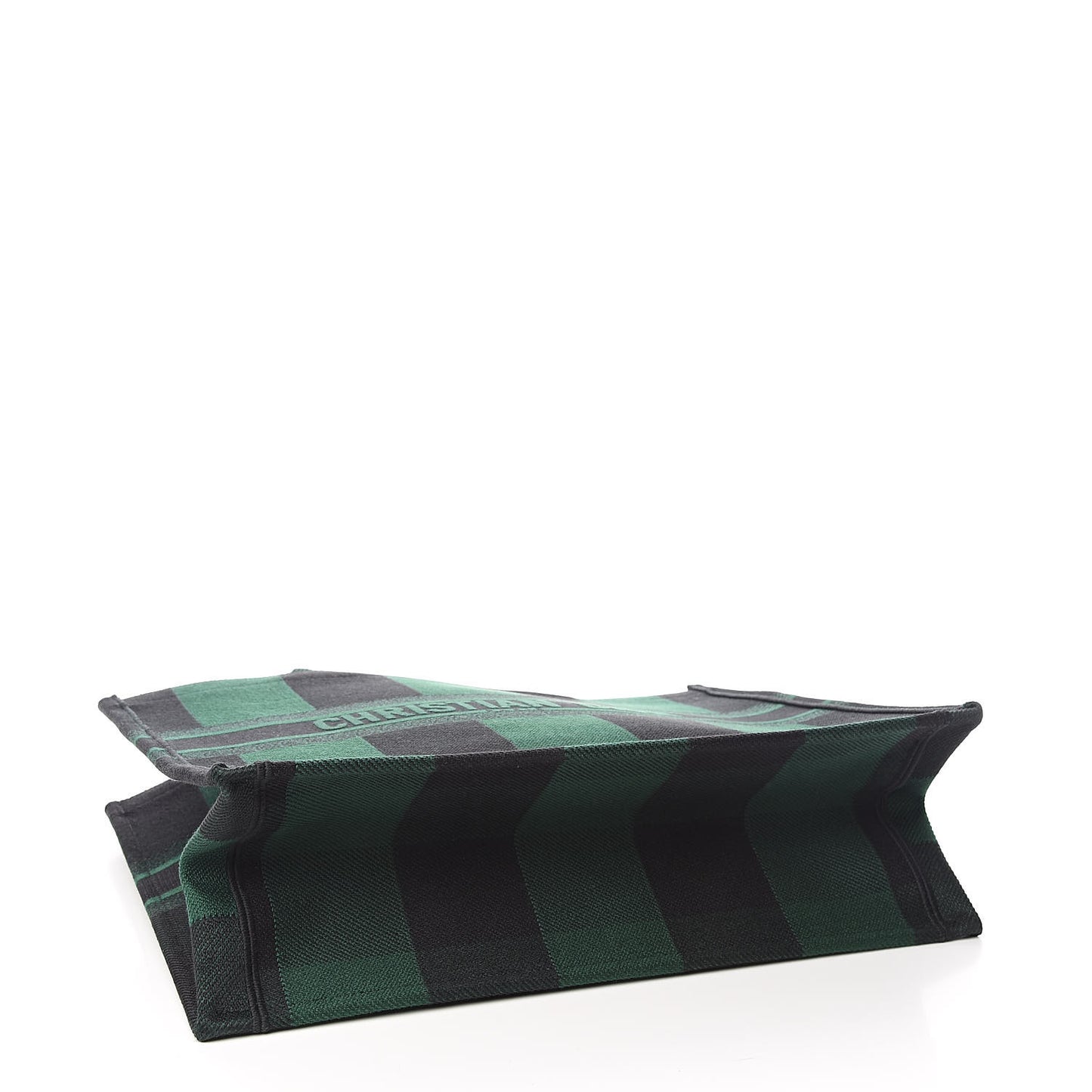 Canvas Embroidered Checkered Book Tote Black Green