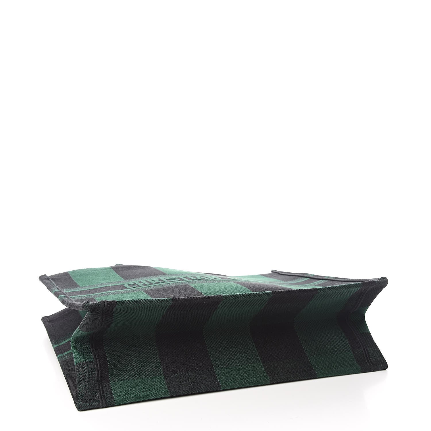 Christian Dior Canvas Embroidered Checkered Book Tote Black Green 4 of 10