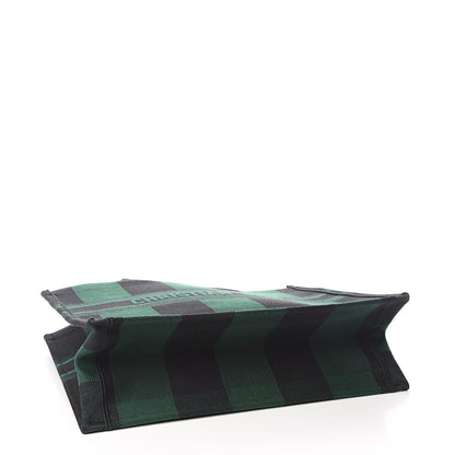 Christian Dior Canvas Embroidered Checkered Book Tote Black Green 4 of 10