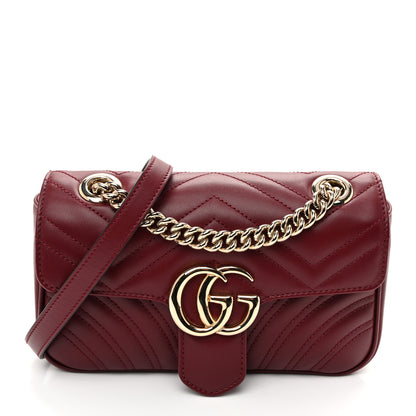 Gucci Calfskin Matelasse Mini GG Marmont Shoulder Bag Rosso Ancora 1 of 11