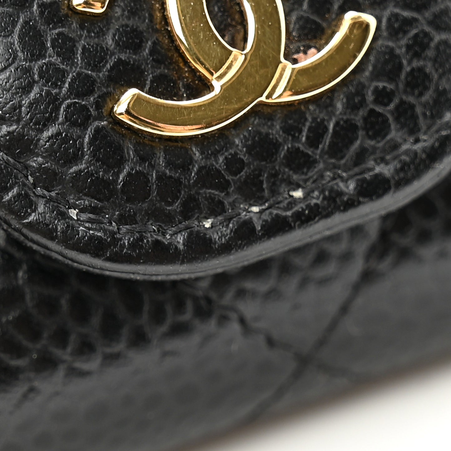 Caviar Quilted Flap Card Holder Wallet Black