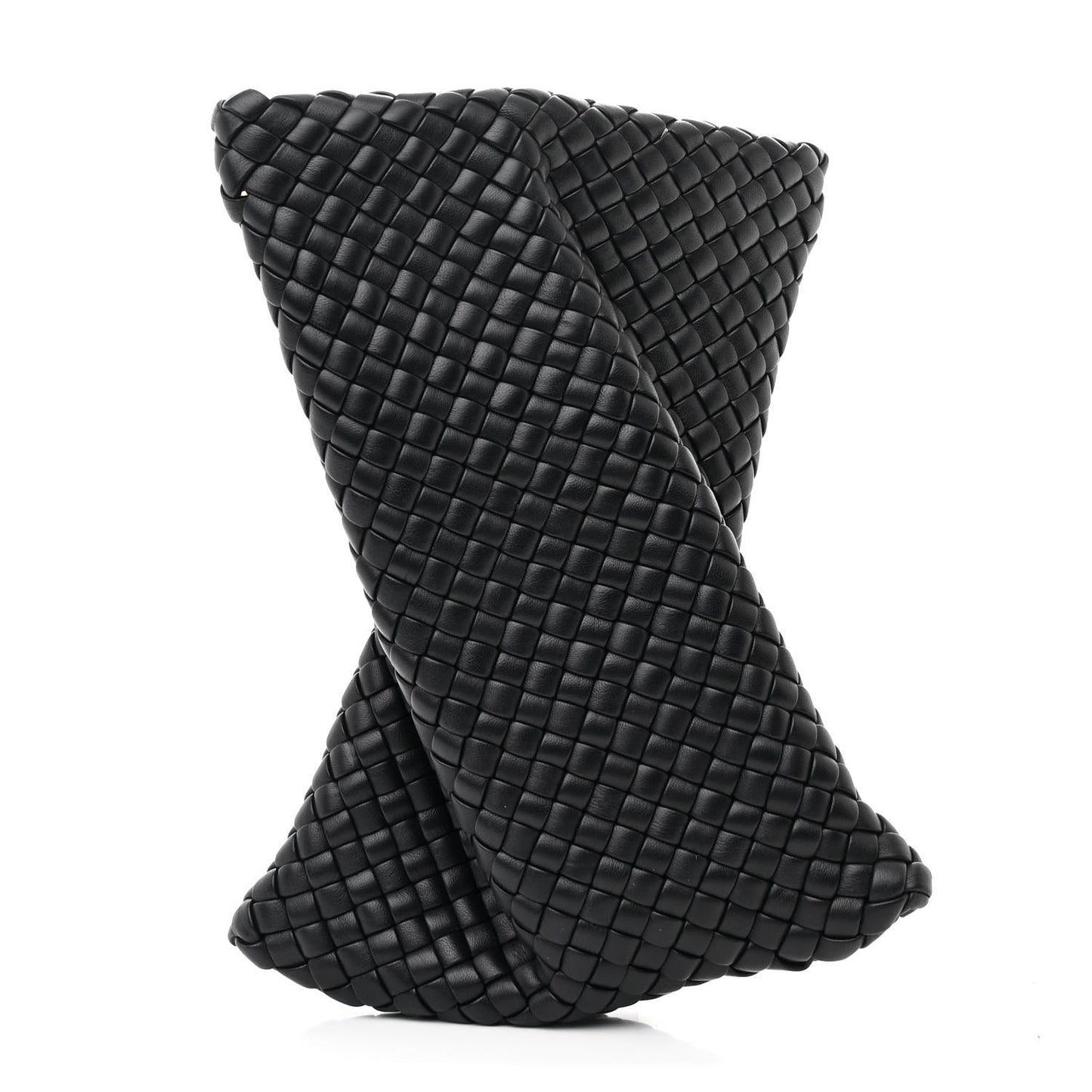 Nappa Intrecciato Crisscross Clutch Black