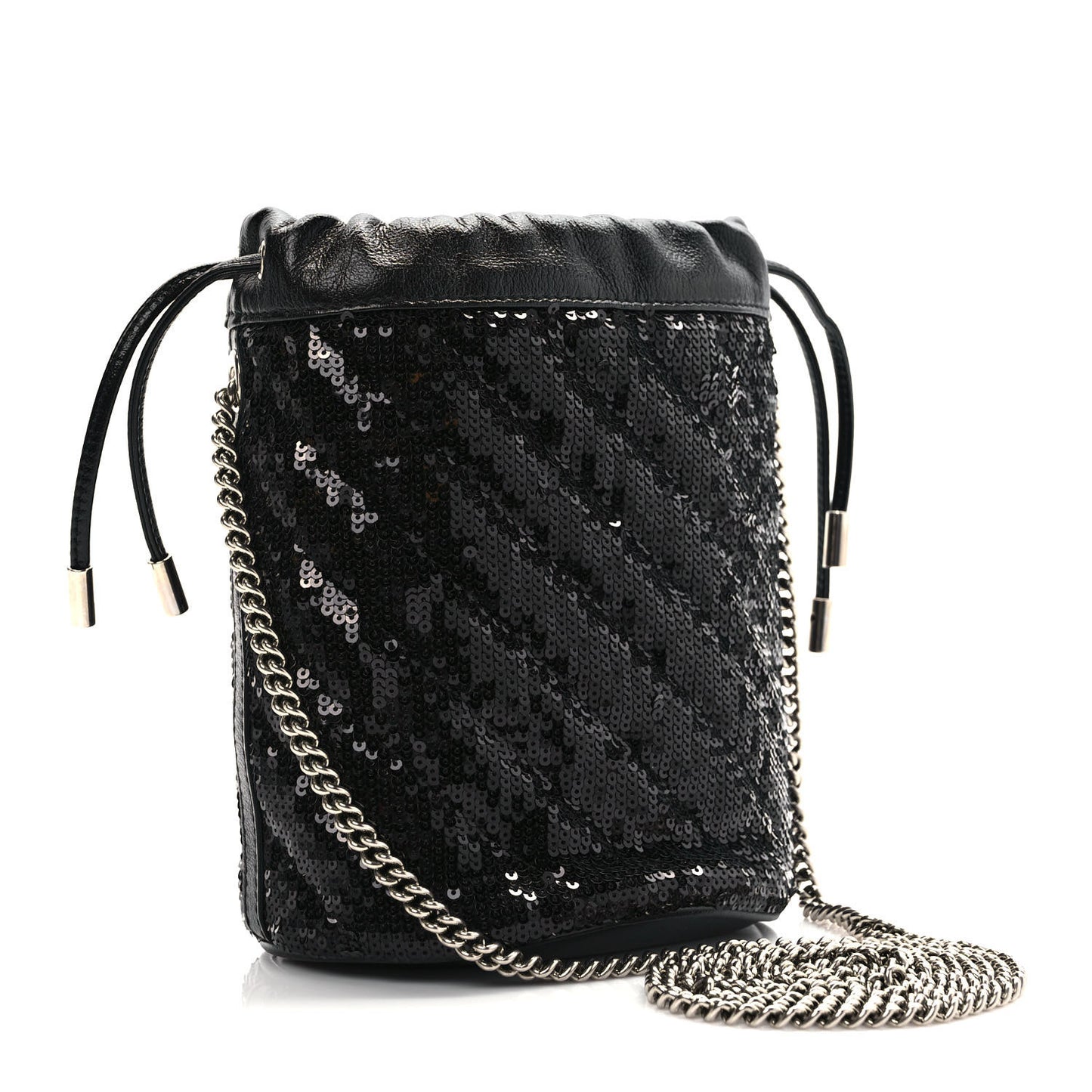 Sequin Mini GG Marmont 2.0 Bucket Bag Black