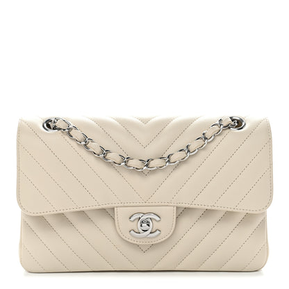 Chanel Calfskin Chevron Quilted Small Double Flap Ivory 1 of 12