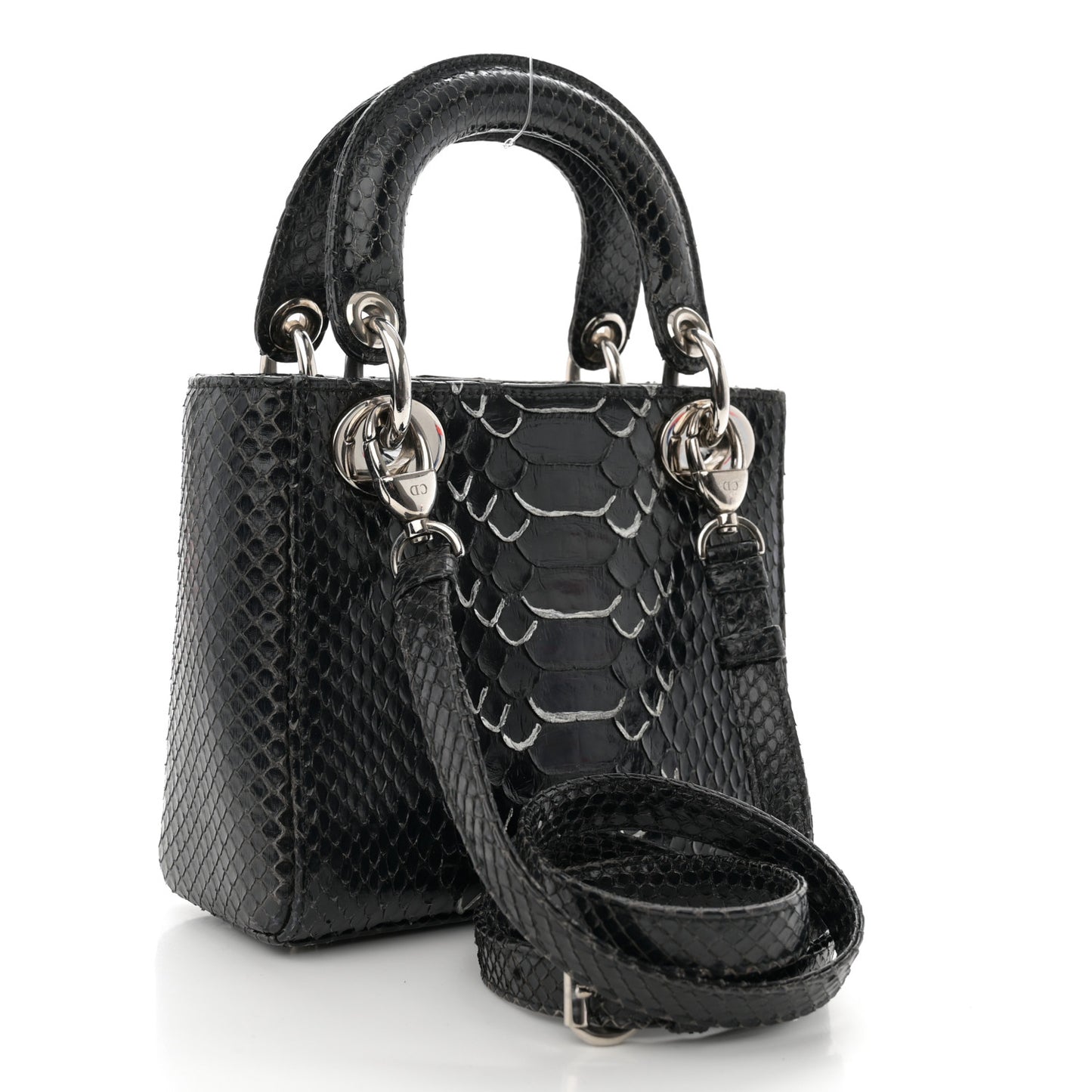Snakeskin Mini Lady Dior Black