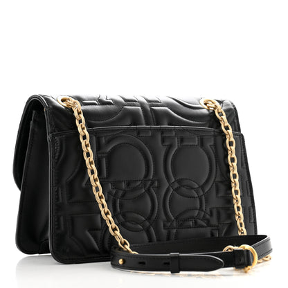 Salvatore Ferragamo Calfskin Quilted Gancini Flap Bag Black 3 of 11