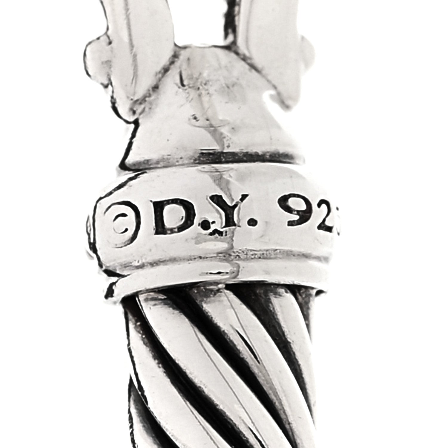 David Yurman Sterling Silver Diamond 5mm Cable Buckle Bracelet 3 of 3