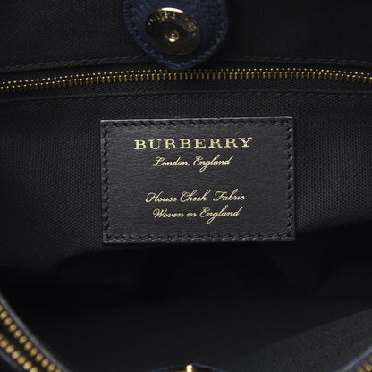 Burberry Calfskin House Check Medium Banner Tote Ink Blue 7 of 12