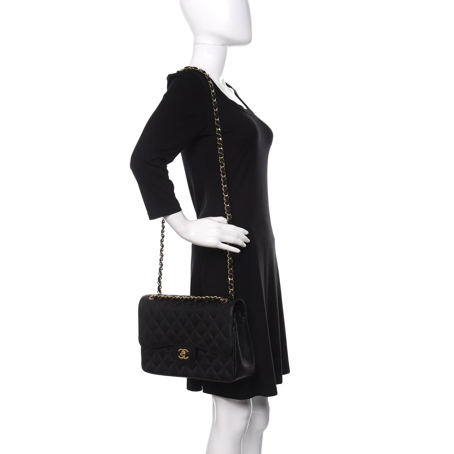 Chanel Caviar Quilted Jumbo Double Flap Black 2 of 11