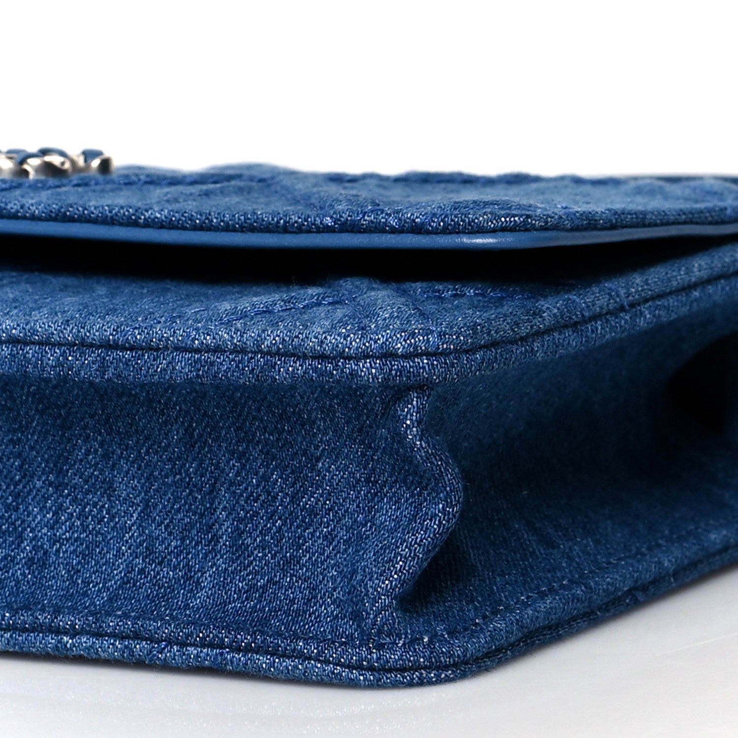 Chanel Denim Quilted Chanel 19 Wallet On Chain WOC Blue 10 of 10