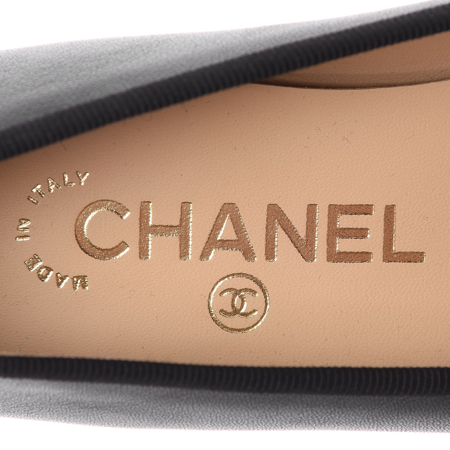 Lambskin Cap Toe Ballerina Flats 36.5 Black Light Gold
