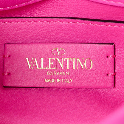 Valentino Garavani Nappa Lacquer Monochrome Small Roman Stud Shoulder Bag Pink PP 7 of 10