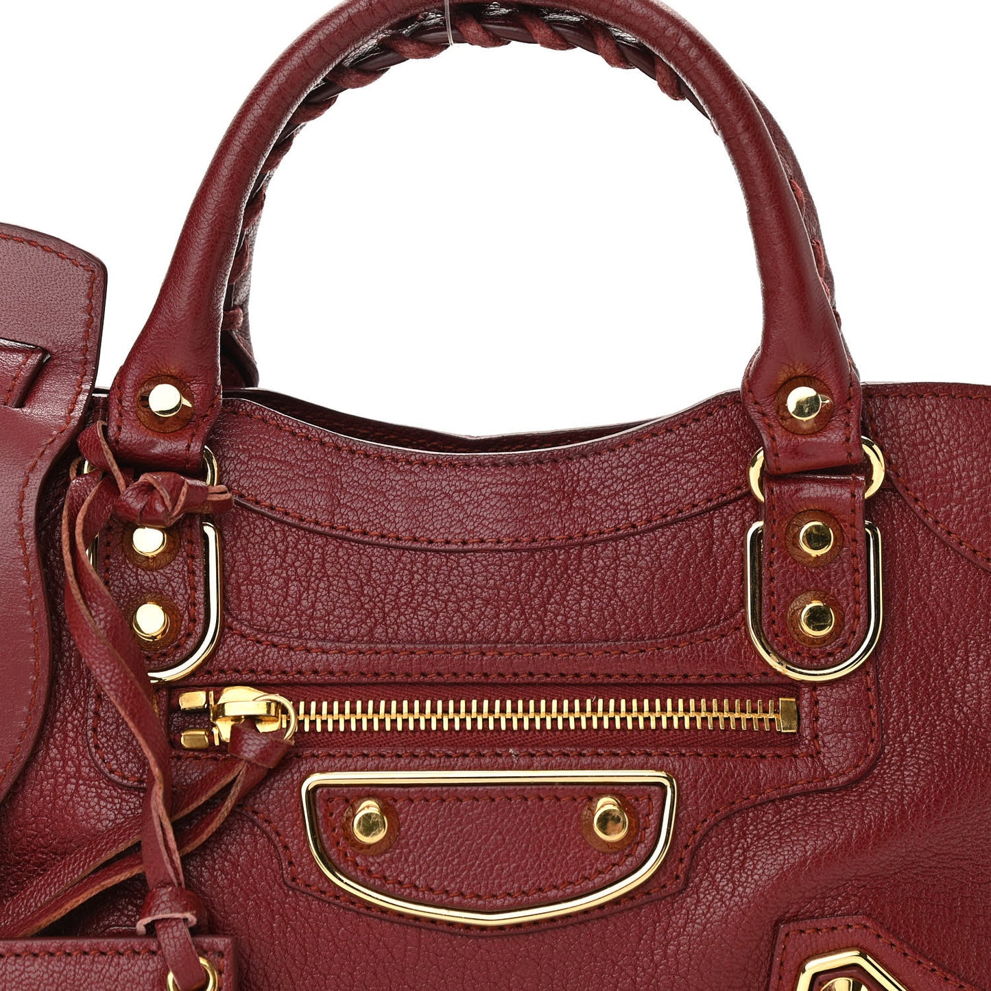 Chevre Gold Metallic Edge Hardware Mini City Rouge Brique Rouge Grenade