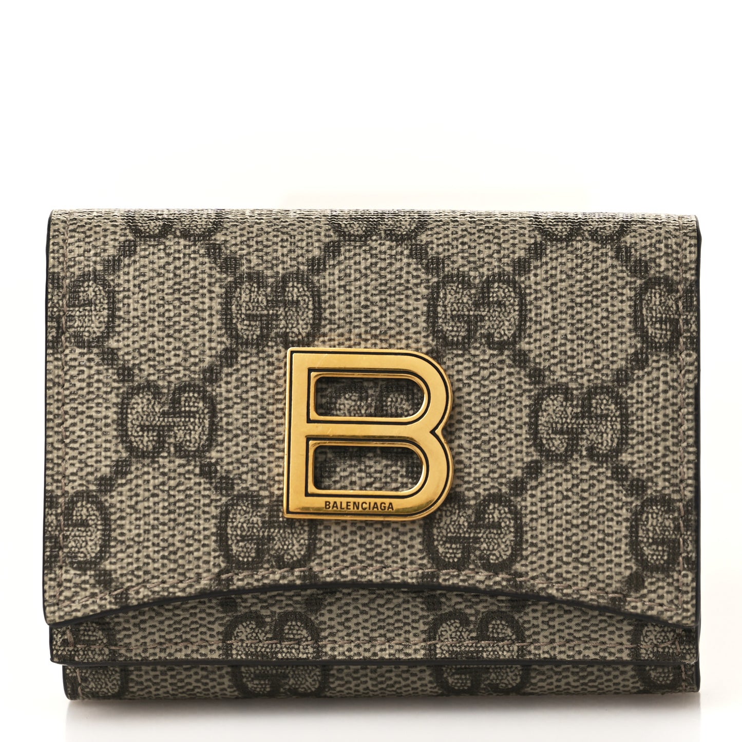 X BALENCIAGA GG Supreme Monogram Card Case Wallet Beige Ebony