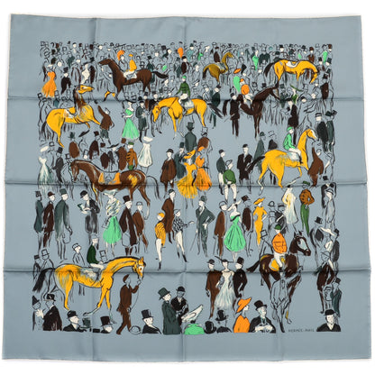 Hermes Silk Paddock Scarf 90 Gris Jaune D'Or Marron 2 of 6