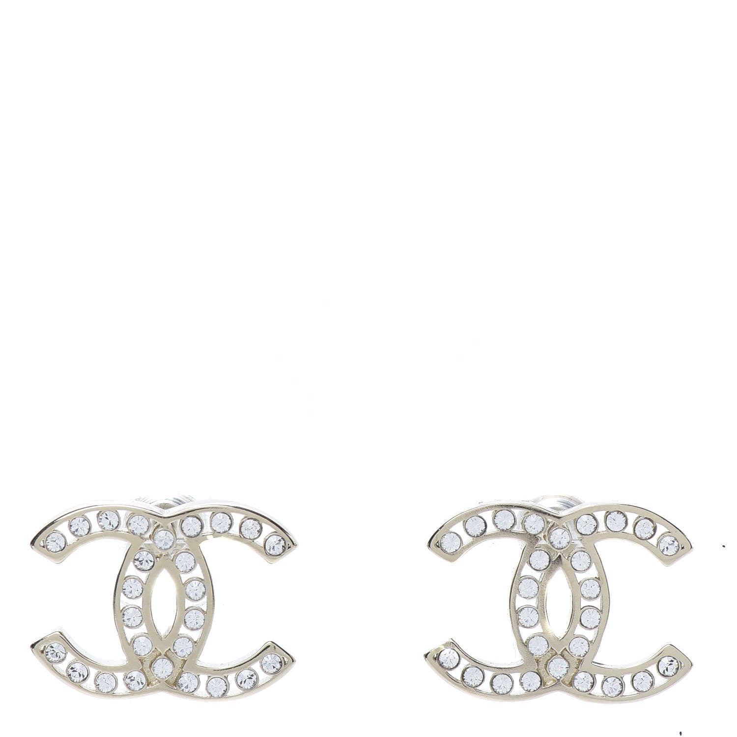 Chanel Crystal CC Large Earrings Gold 1 of 5