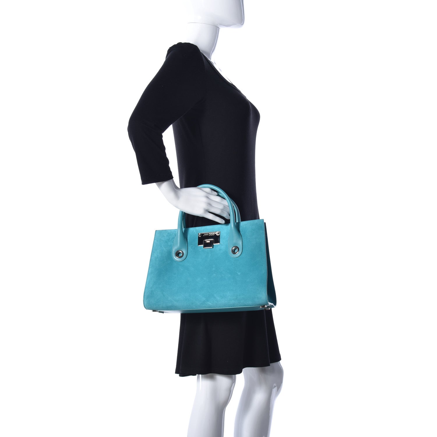 Jimmy Choo Suede Riley Tote Turquoise 3 of 12