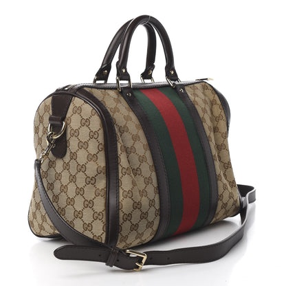 Gucci Monogram Vintage Web Medium Boston Dark Brown 2 of 10