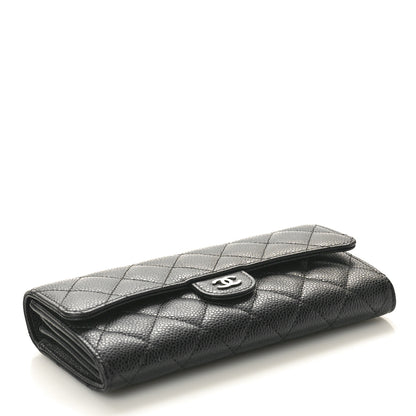 Chanel Caviar Quilted Large Gusset Flap Wallet Black 4 of 9