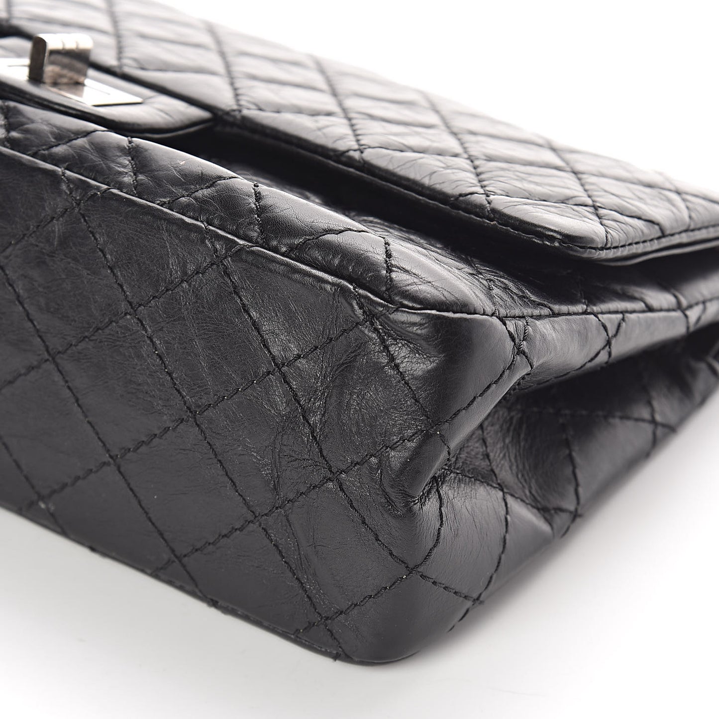 Aged Calfskin Quilted 2.55 Reissue 225 Flap Black