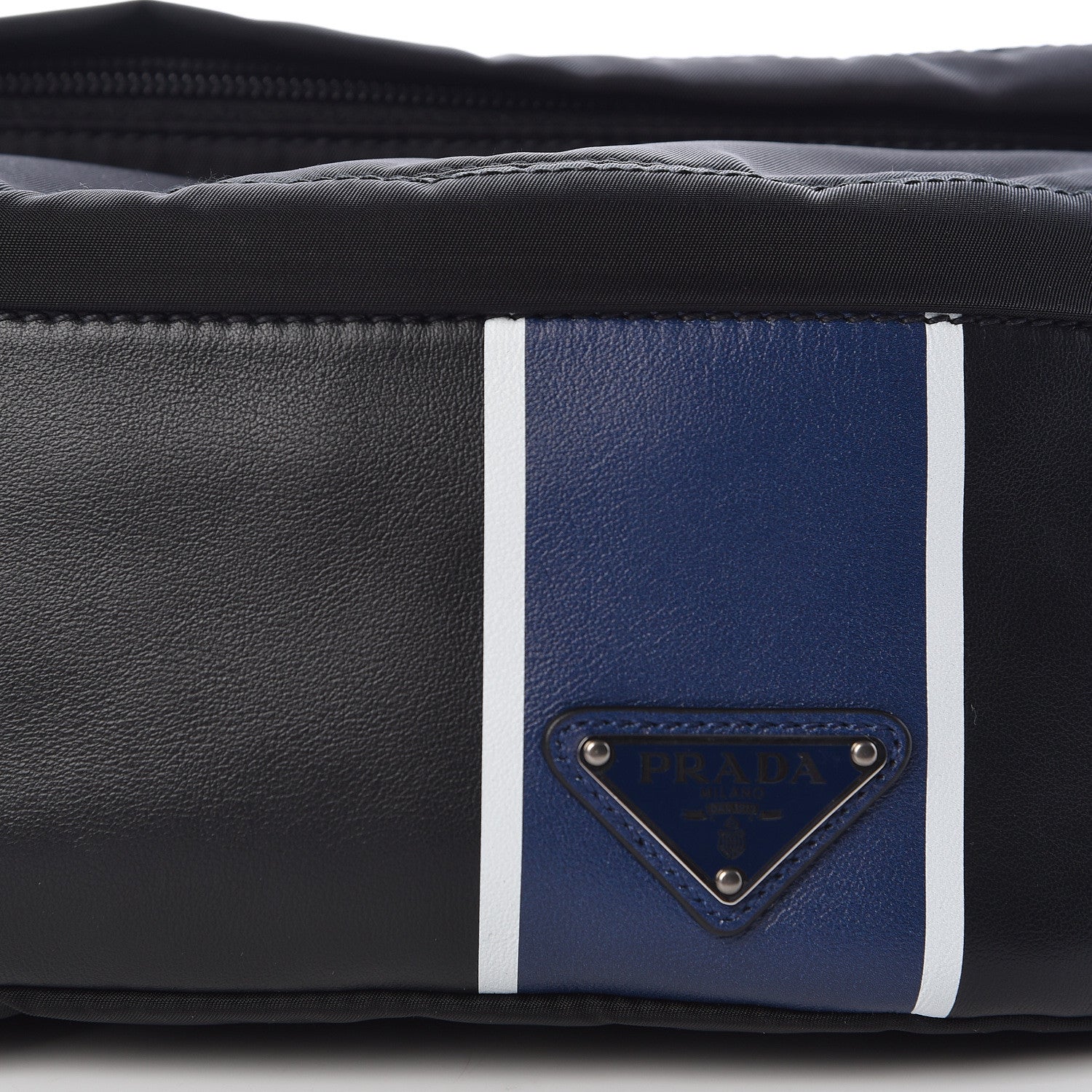 Prada Tessuto Nylon Vitello Belt Bag Black Bleuette 10 of 10