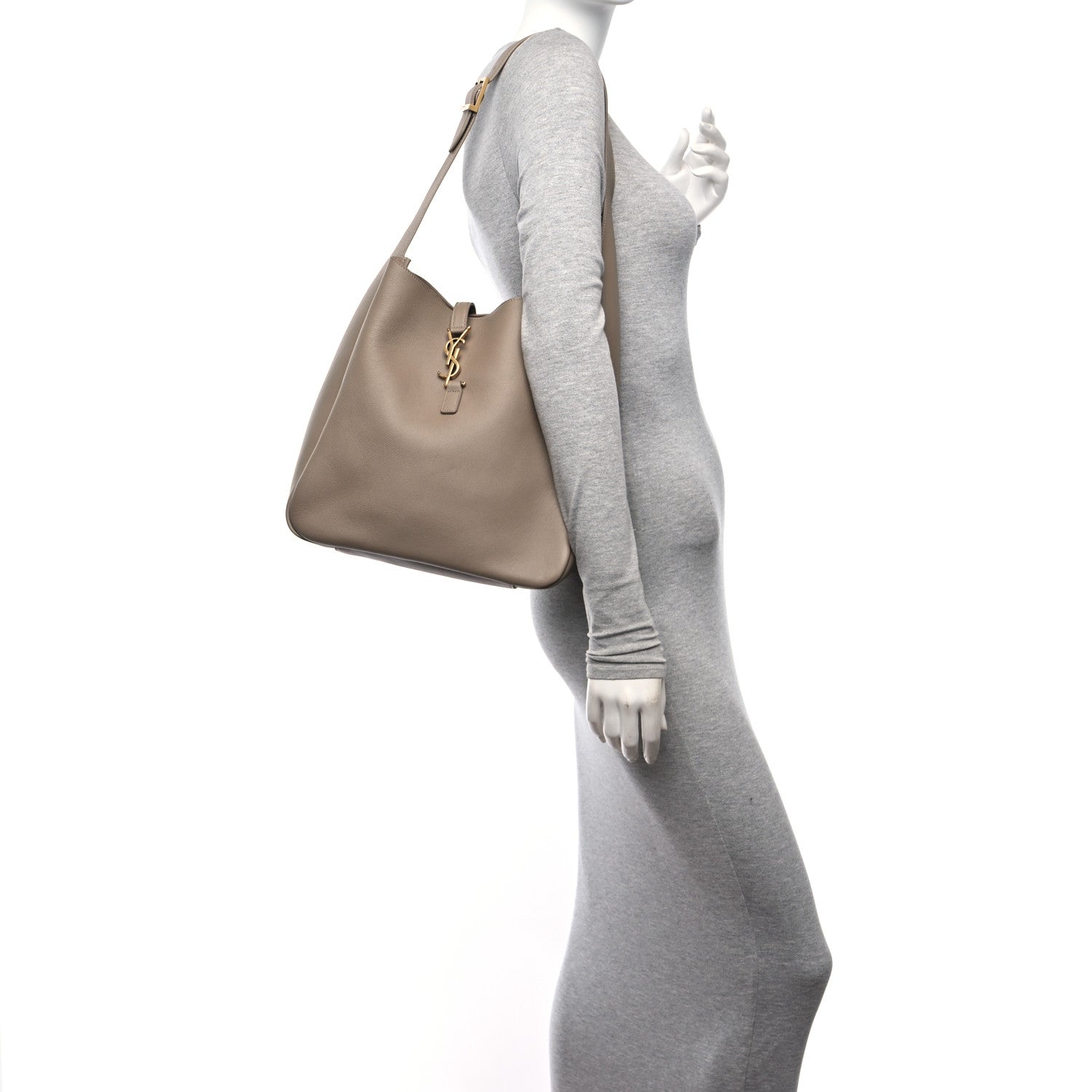 Saint Laurent Supple Calfskin Large Le 5 A 7 Soft Hobo Dusty Grey 2 of 9