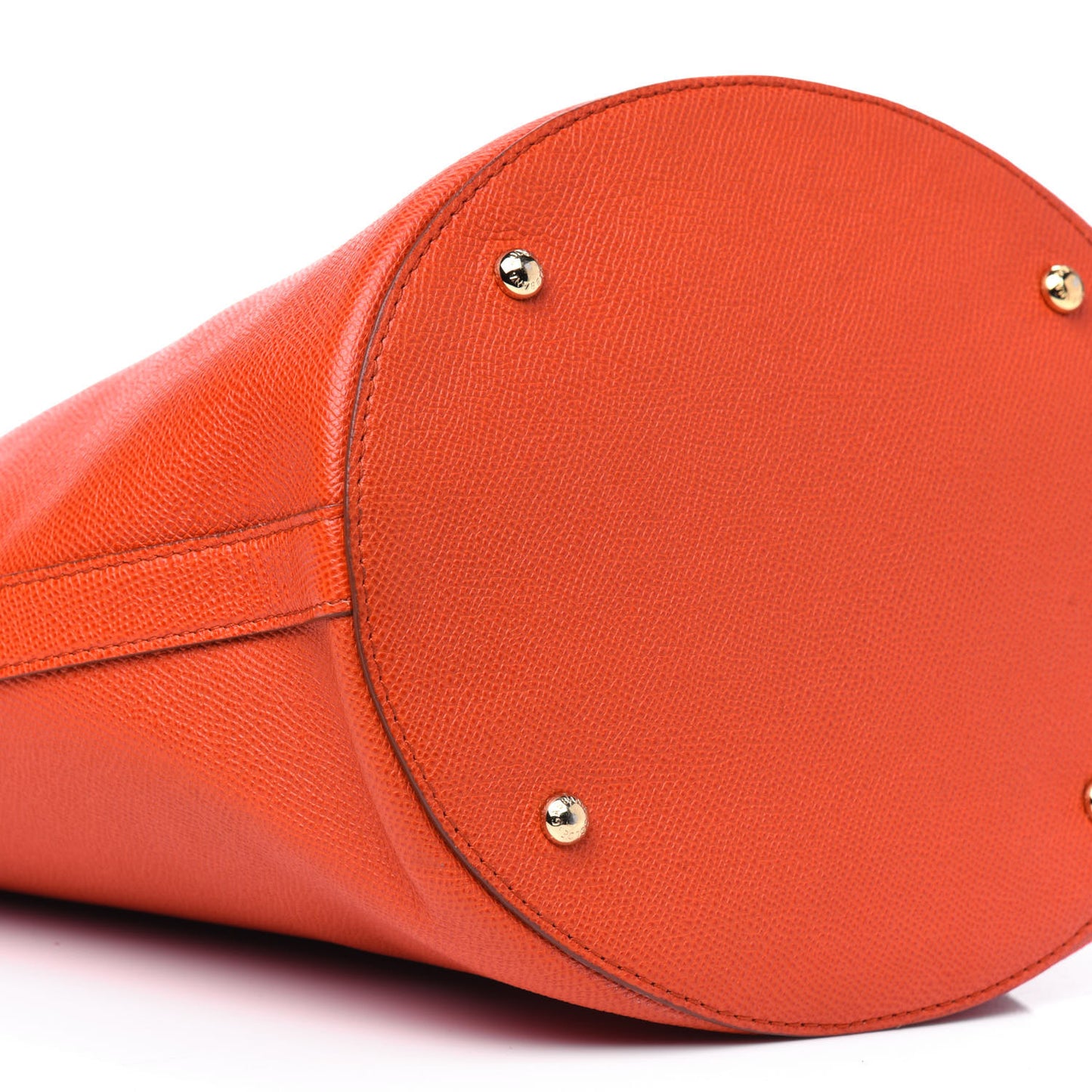 Textured Calfskin Bucket Tote Orange