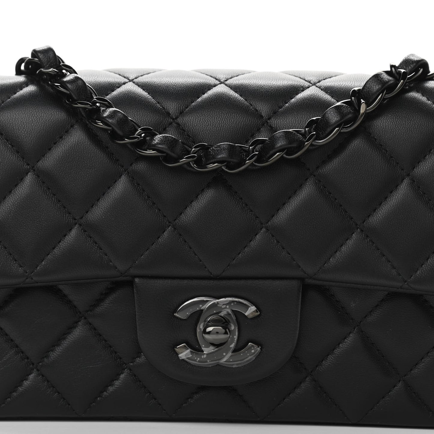 Lambskin Quilted Mini Rectangular Flap So Black