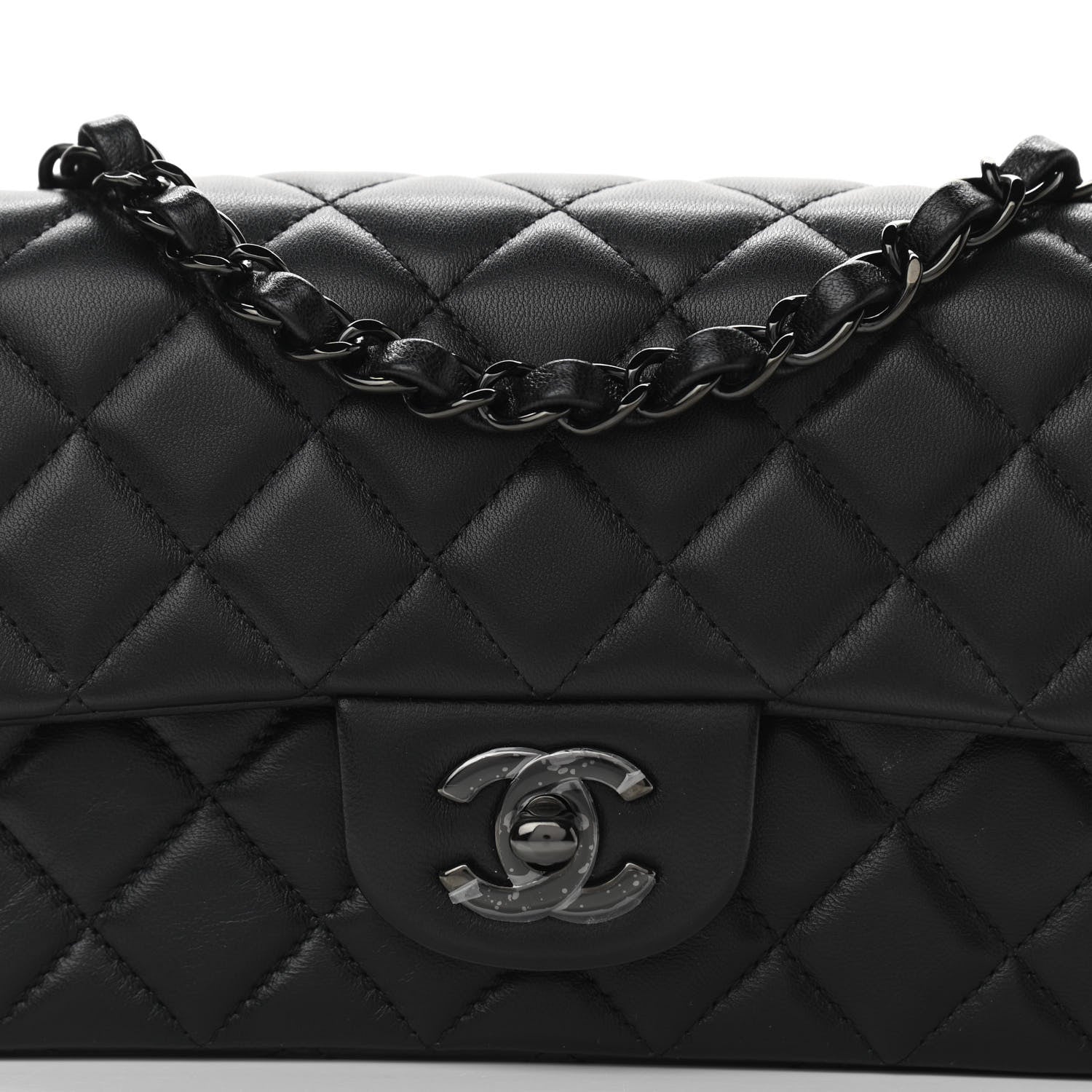 Chanel Lambskin Quilted Mini Rectangular Flap So Black 7 of 9