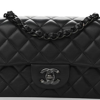 Chanel Lambskin Quilted Mini Rectangular Flap So Black 7 of 9