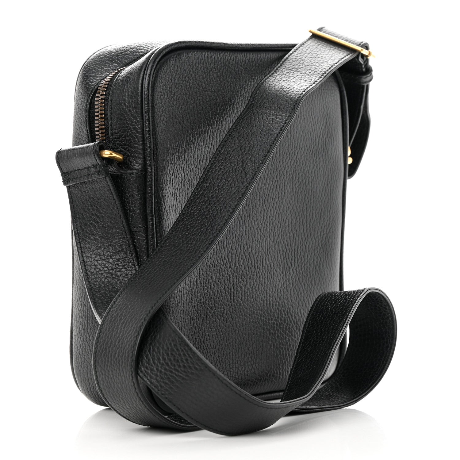 Gucci Grained Calfskin Logo Messenger Bag Black 3 of 12