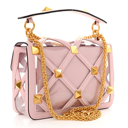 Valentino Garavani PVC Calfskin Medium Roman Stud Shoulder Bag Transparent Rose Quartz 3 of 11