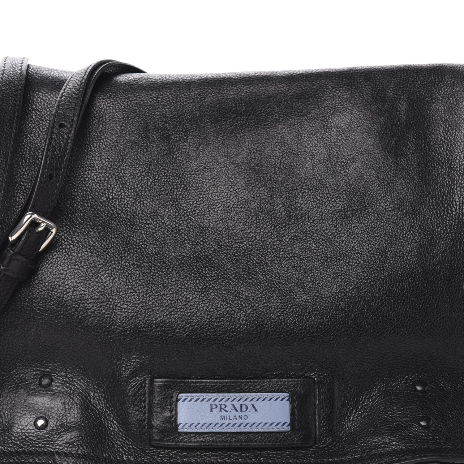 Prada Glace Calf Etiquette Flap Black Astrale 16 of 16