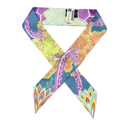 Hermes Silk The Three Graces Twilly Canard Mauve Jaune Fluo 1 of 4