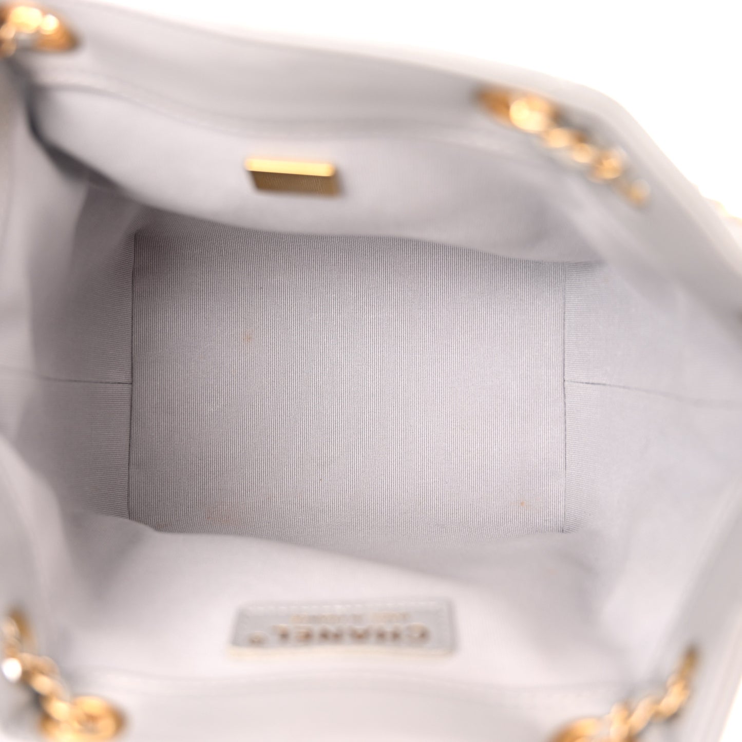 Lambskin Quilted Crush on Chains Drawstring Bucket Bag Hobo Grey